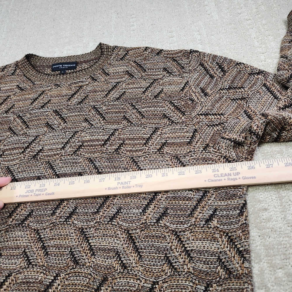 Vintage Grandpa Sweater Men Large Geometric Chunky Knit Crewneck Italy Made - Picture 5 of 9